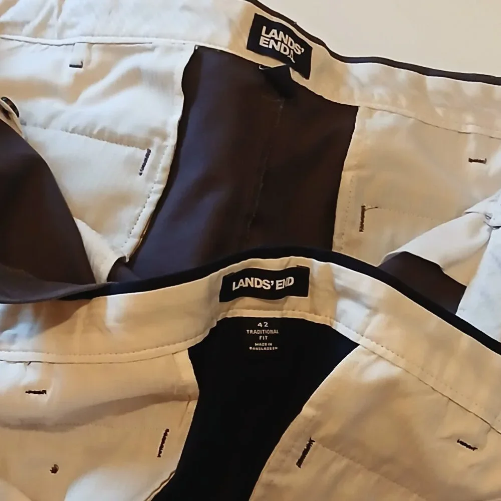 Land's End Men's Blue, Khaki & Grey Dress Slacks LOT OF 3 Pairs GUC Size 42 - Picture 2 of 9